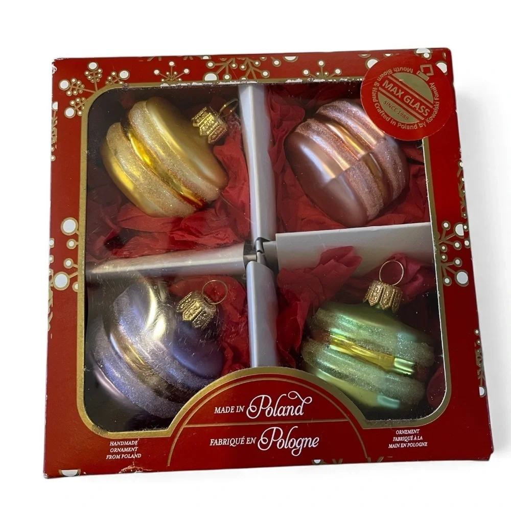 Max Glass, set of 4 pastel macarons, handmade in Poland